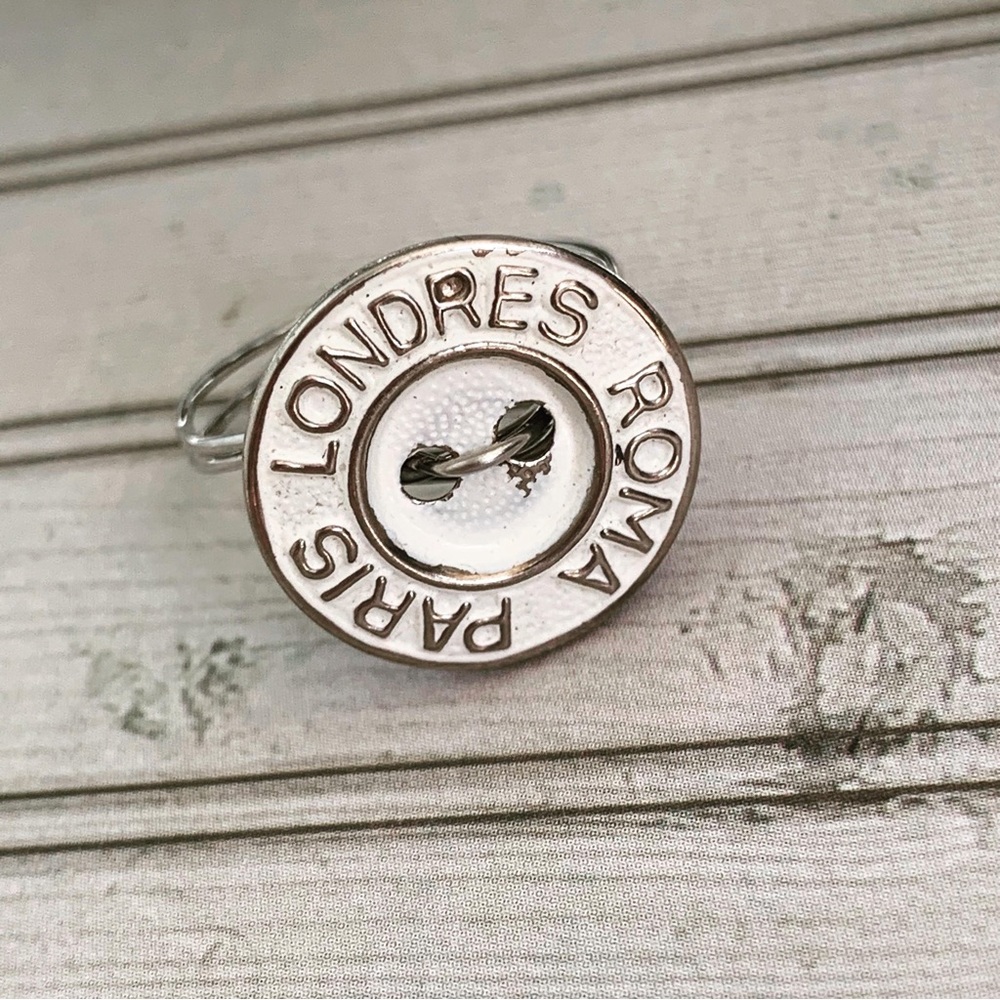 Vintage Button Shabby Chic Handmade Ring